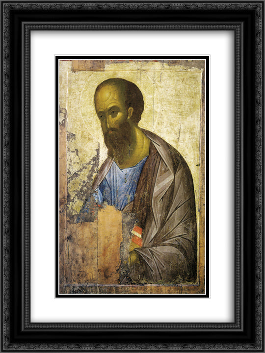Apostle Paul 18x24 Black Ornate Wood Framed Art Print Poster with Double Matting by Rublev, Andrei