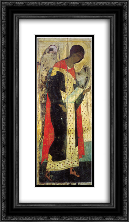 Archangel Michael 14x24 Black Ornate Wood Framed Art Print Poster with Double Matting by Rublev, Andrei