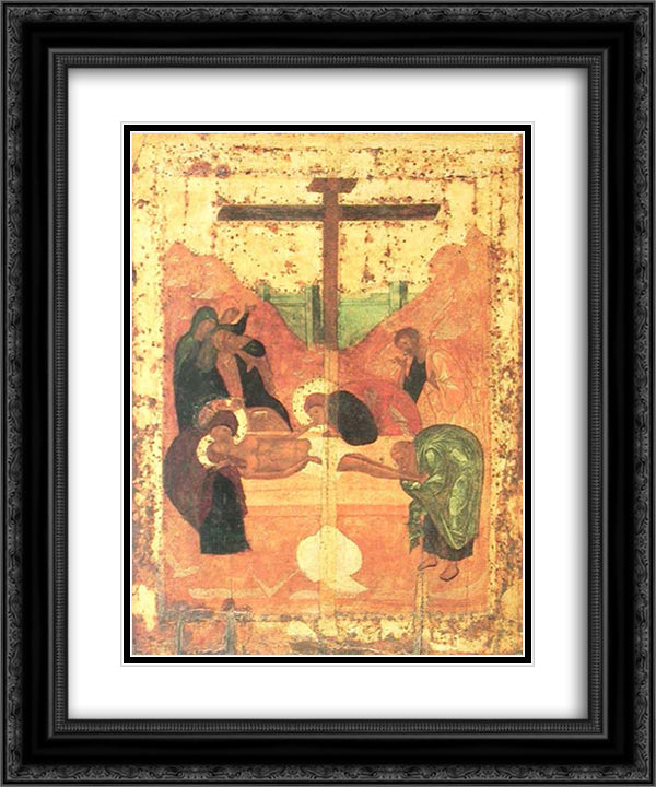 Deposition to tomb 20x24 Black Ornate Wood Framed Art Print Poster with Double Matting by Rublev, Andrei