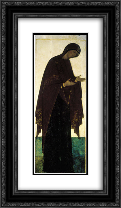 Mother of God 14x24 Black Ornate Wood Framed Art Print Poster with Double Matting by Rublev, Andrei