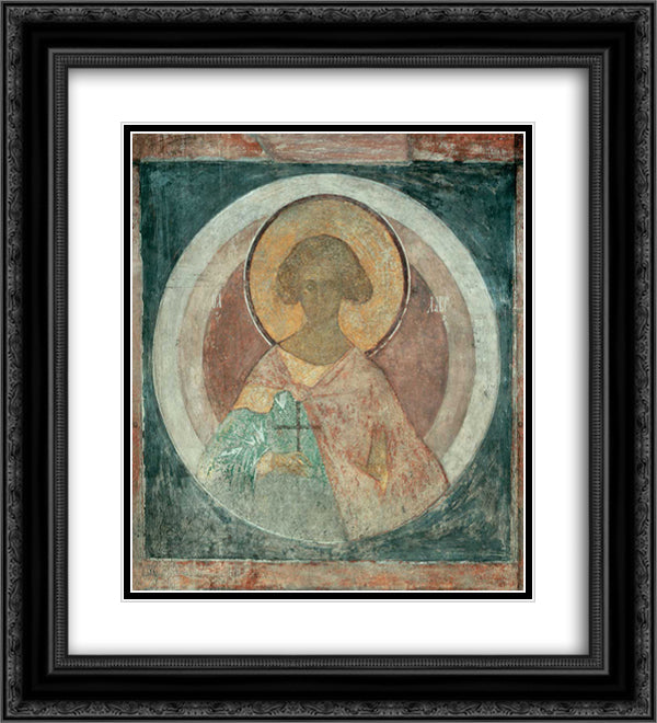 St. Laurus 20x22 Black Ornate Wood Framed Art Print Poster with Double Matting by Rublev, Andrei