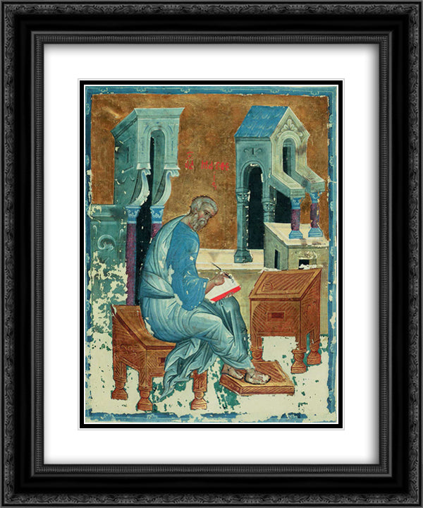 St. Matthew the Evangelist 20x24 Black Ornate Wood Framed Art Print Poster with Double Matting by Rublev, Andrei