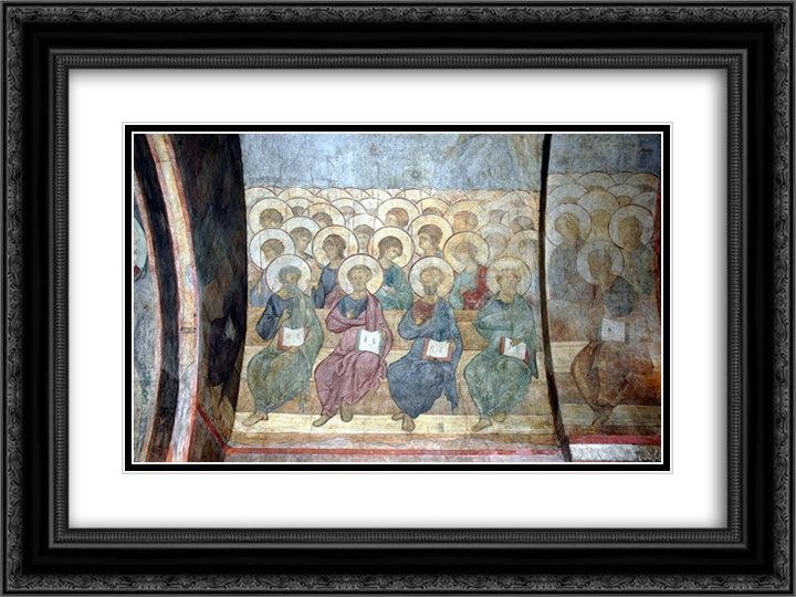 The Last Judgement Angels and apostles 24x18 Black Ornate Wood Framed Art Print Poster with Double Matting by Rublev, Andrei