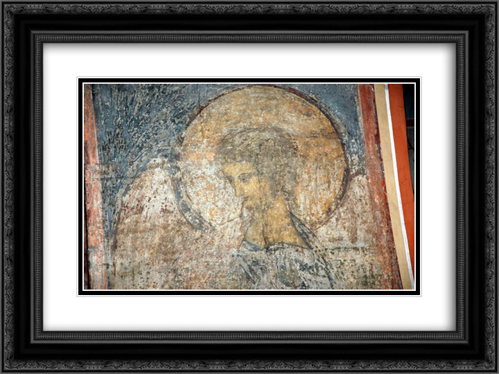 The Last Judgement Trumpeting Angel 24x18 Black Ornate Wood Framed Art Print Poster with Double Matting by Rublev, Andrei