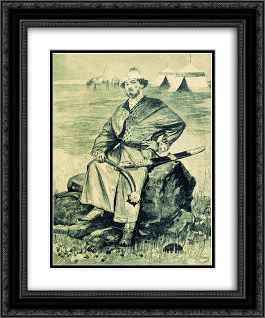 Alyosha Popovich. Illustration for the book Russian epic heroes 20x24 Black Ornate Wood Framed Art Print Poster with Double Matting by Ryabushkin, Andrei