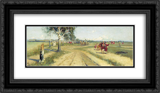 Coming Back from Fair 24x14 Black Ornate Wood Framed Art Print Poster with Double Matting by Ryabushkin, Andrei