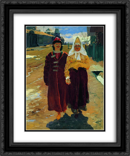 Going on a Visit 20x24 Black Ornate Wood Framed Art Print Poster with Double Matting by Ryabushkin, Andrei
