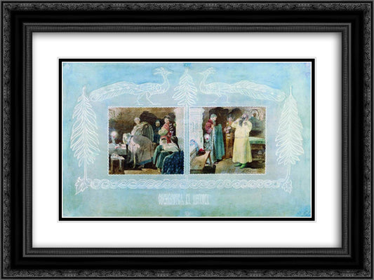 Going to Church 24x18 Black Ornate Wood Framed Art Print Poster with Double Matting by Ryabushkin, Andrei