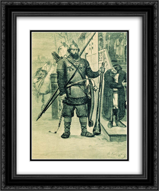 Ilya of Murom. Illustration for the book Russian epic heroes 20x24 Black Ornate Wood Framed Art Print Poster with Double Matting by Ryabushkin, Andrei