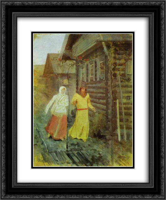 In the Village 20x24 Black Ornate Wood Framed Art Print Poster with Double Matting by Ryabushkin, Andrei