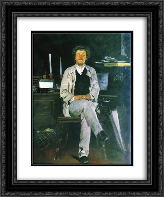 Portrait of I. F. Tyumenev 20x24 Black Ornate Wood Framed Art Print Poster with Double Matting by Ryabushkin, Andrei