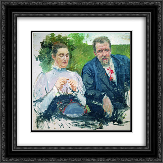 Portrait of I. F. Tyumenev with his wife 20x20 Black Ornate Wood Framed Art Print Poster with Double Matting by Ryabushkin, Andrei