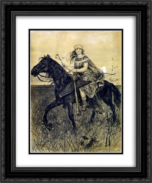 Rider 20x24 Black Ornate Wood Framed Art Print Poster with Double Matting by Ryabushkin, Andrei