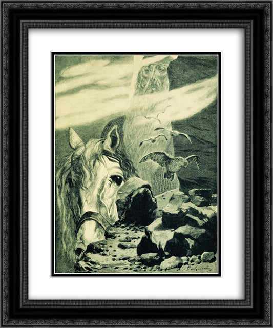 Svyatogor 20x24 Black Ornate Wood Framed Art Print Poster with Double Matting by Ryabushkin, Andrei