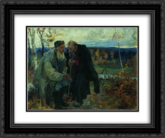 The old men 24x20 Black Ornate Wood Framed Art Print Poster with Double Matting by Ryabushkin, Andrei