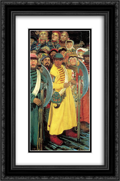 They are Coming (Moscovites Watching the Entry of a Foreign Embassy into Moscow at the End of the XVII Century) 16x24 Black Ornate Wood Framed Art Print Poster with Double Matting by Ryabushkin, Andrei