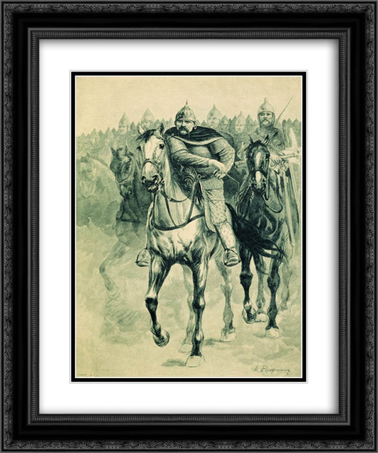Volga Vseslavevich 20x24 Black Ornate Wood Framed Art Print Poster with Double Matting by Ryabushkin, Andrei