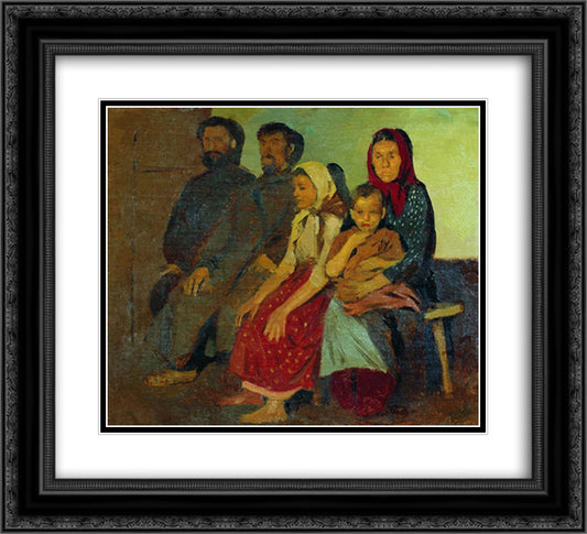 Waiting for newlyweds from the wedding in the Novgorod province 22x20 Black Ornate Wood Framed Art Print Poster with Double Matting by Ryabushkin, Andrei