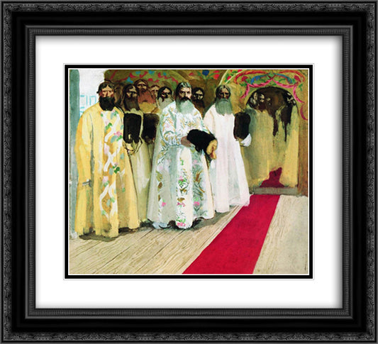 Waiting for the Tzar. Sketch for an unrealized painting 22x20 Black Ornate Wood Framed Art Print Poster with Double Matting by Ryabushkin, Andrei