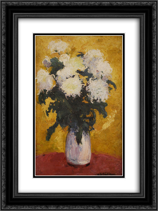 Crisantemos 18x24 Black Ornate Wood Framed Art Print Poster with Double Matting by Santa Maria, Andres de