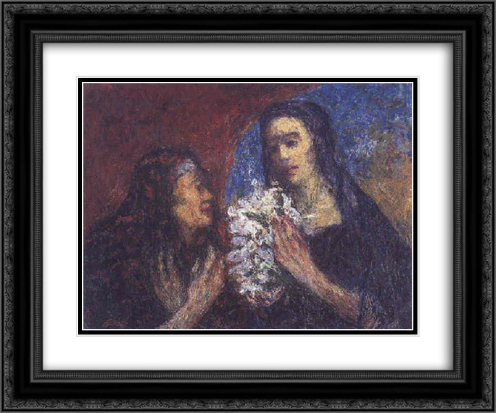 La Visitacion 24x20 Black Ornate Wood Framed Art Print Poster with Double Matting by Santa Maria, Andres de