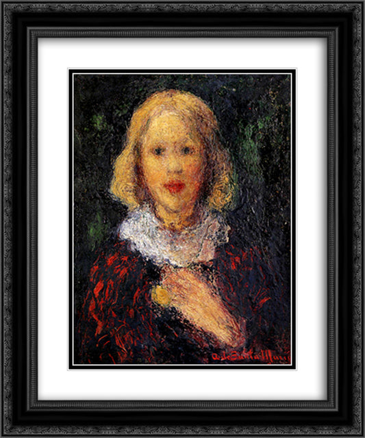 Nina se cuello blanco (Mady Pigault de Beaupre) 20x24 Black Ornate Wood Framed Art Print Poster with Double Matting by Santa Maria, Andres de