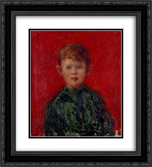 Nino vestido de verde 20x22 Black Ornate Wood Framed Art Print Poster with Double Matting by Santa Maria, Andres de
