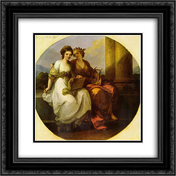 Allegory of poetry and music 20x20 Black Ornate Wood Framed Art Print Poster with Double Matting by Kauffman, Angelica