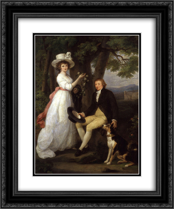 Anna Maria Jenkins and Thomas Jenkins 20x24 Black Ornate Wood Framed Art Print Poster with Double Matting by Kauffman, Angelica