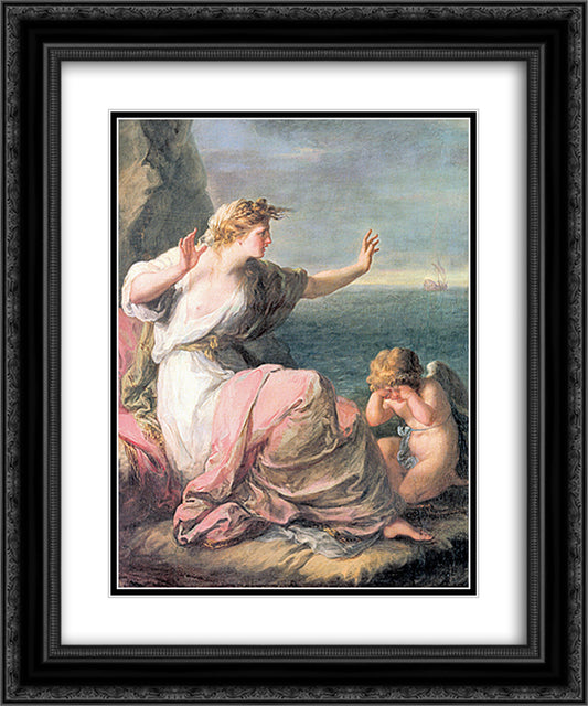 Ariadne left on the island of Naxos 20x24 Black Ornate Wood Framed Art Print Poster with Double Matting by Kauffman, Angelica