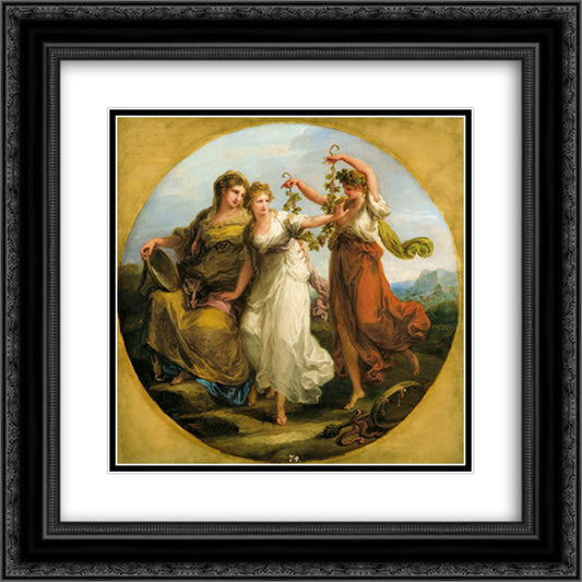 Beauty, supported by Prudence, Scorns the Offering of Folly 20x20 Black Ornate Wood Framed Art Print Poster with Double Matting by Kauffman, Angelica