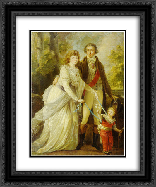 Count Nikolai Tolstoy with his wife Anna Ivanovna and their son Alexander 20x24 Black Ornate Wood Framed Art Print Poster with Double Matting by Kauffman, Angelica