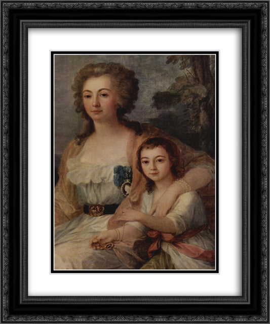 Countess Anna Protassowa with niece 20x24 Black Ornate Wood Framed Art Print Poster with Double Matting by Kauffman, Angelica