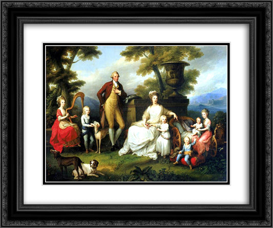 Ferdinand IV of Naples and his family 24x20 Black Ornate Wood Framed Art Print Poster with Double Matting by Kauffman, Angelica