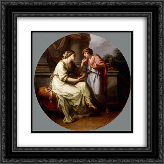 Papirius Praetextatus Entreated by his Mother to Disclose the Secrets of the Deliberations of the Roman Senate 20x20 Black Ornate Wood Framed Art Print Poster with Double Matting by Kauffman, Angelica
