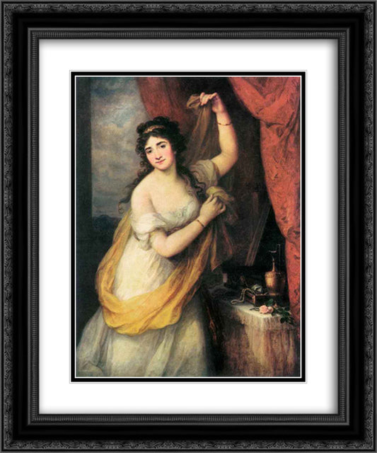 Portrait Of A Woman 20x24 Black Ornate Wood Framed Art Print Poster with Double Matting by Kauffman, Angelica