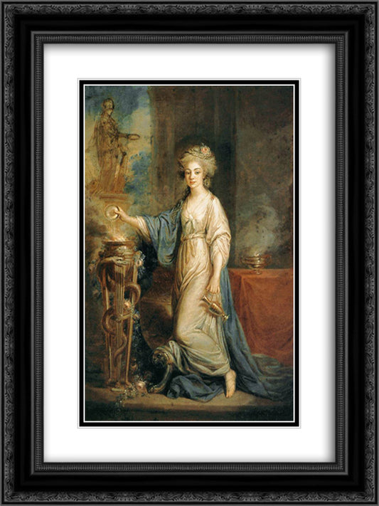 Portrait of a Woman as a Vestal Virgin 18x24 Black Ornate Wood Framed Art Print Poster with Double Matting by Kauffman, Angelica