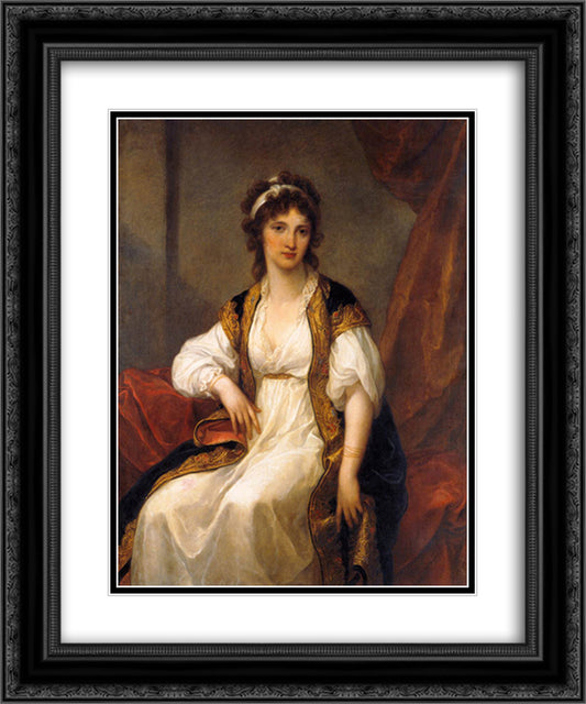 Portrait of a Young Woman 20x24 Black Ornate Wood Framed Art Print Poster with Double Matting by Kauffman, Angelica