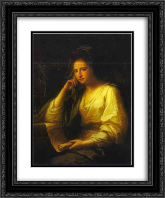 Portrait of a Young Woman as a Sibyl 20x24 Black Ornate Wood Framed Art Print Poster with Double Matting by Kauffman, Angelica