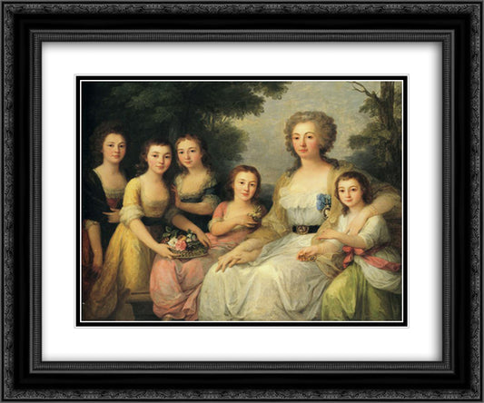 Portrait of Countess A S Protasova with Her Nieces 24x20 Black Ornate Wood Framed Art Print Poster with Double Matting by Kauffman, Angelica