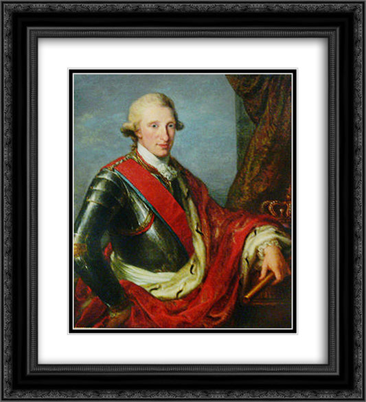 Portrait of Ferdinand I of the Two Sicilies 20x22 Black Ornate Wood Framed Art Print Poster with Double Matting by Kauffman, Angelica