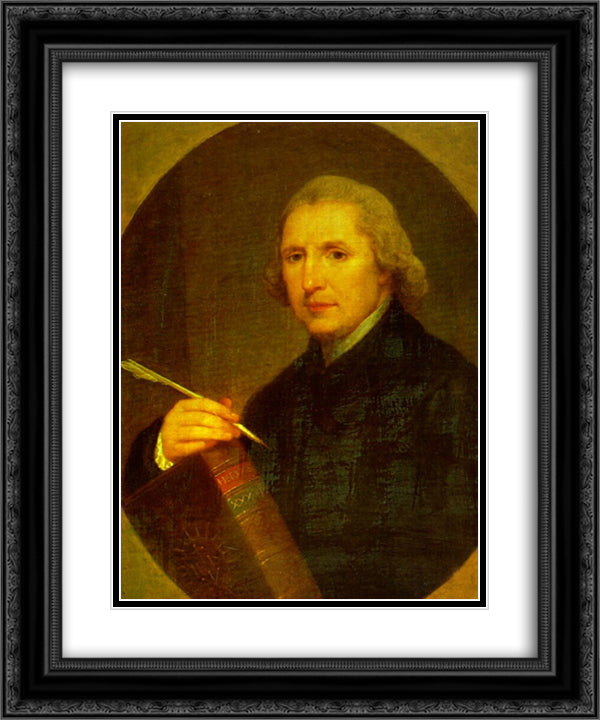 Portrait of Lorenzo Hervas y Panduro 20x24 Black Ornate Wood Framed Art Print Poster with Double Matting by Kauffman, Angelica