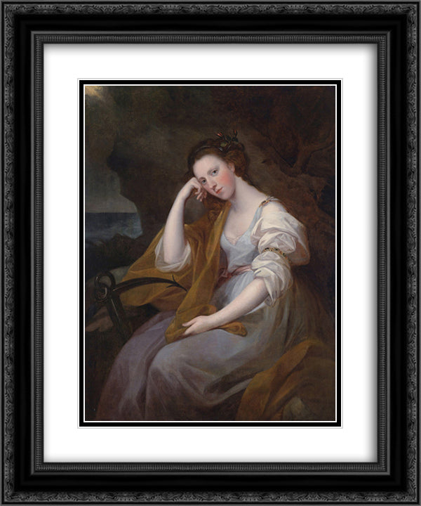 Portrait of Louisa Leveson Gower as Spes (Goddess of Hope) 20x24 Black Ornate Wood Framed Art Print Poster with Double Matting by Kauffman, Angelica