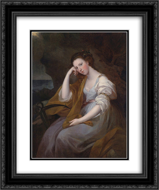 Portrait of Louisa Leveson Gower as Spes (Goddess of Hope) 20x24 Black Ornate Wood Framed Art Print Poster with Double Matting by Kauffman, Angelica