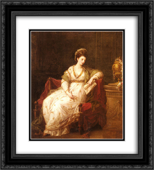 Portrait of Louise Henrietta Campbell 20x22 Black Ornate Wood Framed Art Print Poster with Double Matting by Kauffman, Angelica