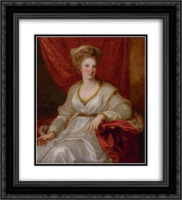Portrait of Maria Carolina of Austria 20x22 Black Ornate Wood Framed Art Print Poster with Double Matting by Kauffman, Angelica