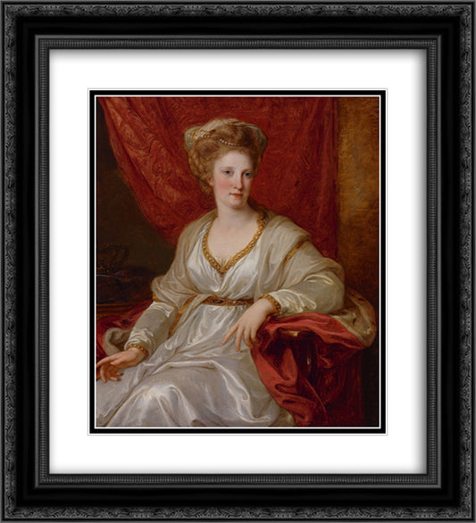 Portrait of Maria Carolina of Austria 20x22 Black Ornate Wood Framed Art Print Poster with Double Matting by Kauffman, Angelica