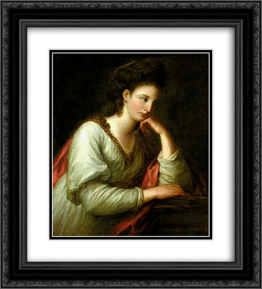 Portrait of Mme Latouce 20x22 Black Ornate Wood Framed Art Print Poster with Double Matting by Kauffman, Angelica