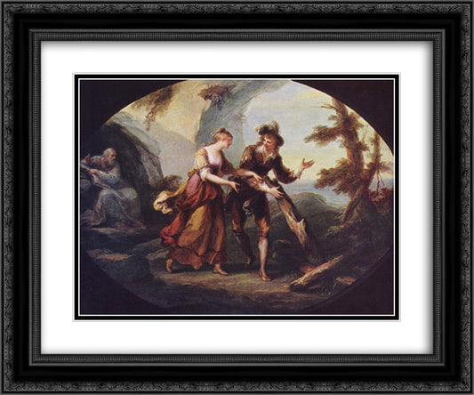 Scene with Miranda and Ferdinand 24x20 Black Ornate Wood Framed Art Print Poster with Double Matting by Kauffman, Angelica