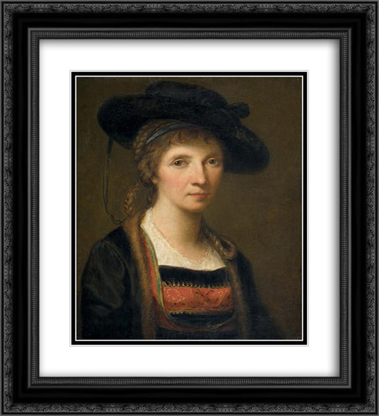 Self-portrait 20x22 Black Ornate Wood Framed Art Print Poster with Double Matting by Kauffman, Angelica